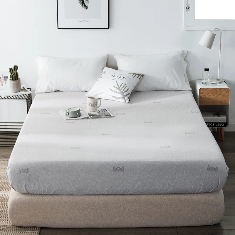 

Liv-Esthete Fitted Sheet Solid Color Bedding Linen 100% Cotton Healthy Mattress Cover No Pillowcase Sheet On Elastic Band Adult