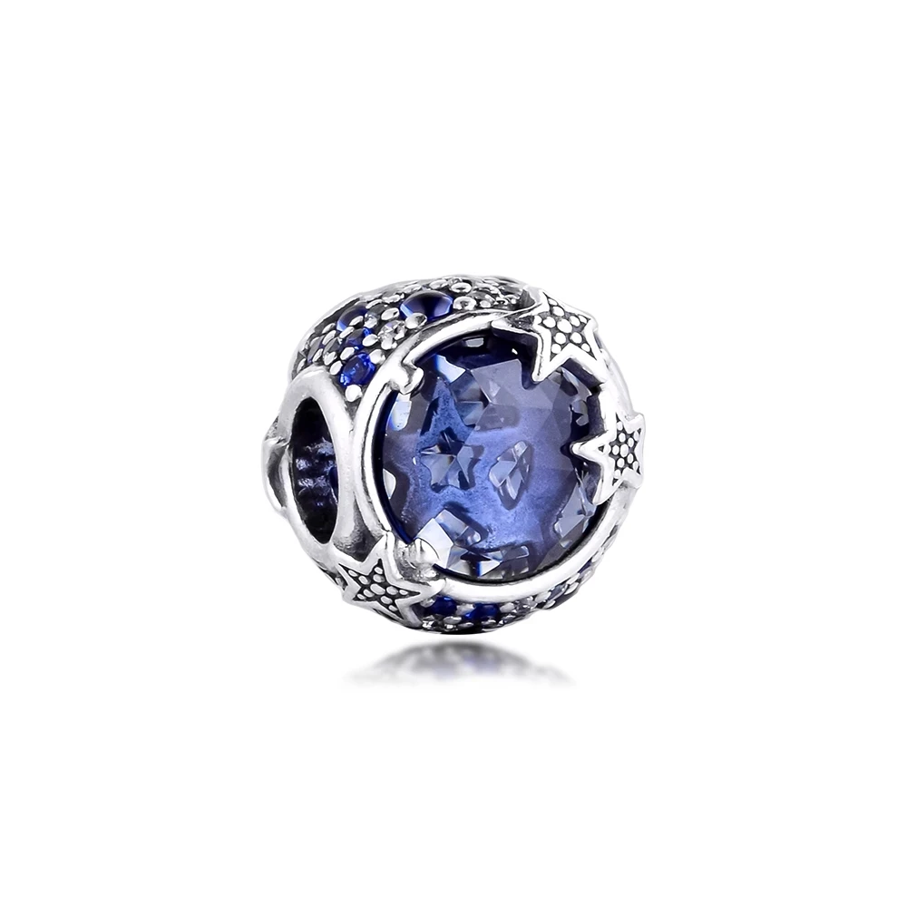 2020 Celestial Blue Sparkling Stars Charms 925 Sterling Silver Beads Fit Original Bracelet Necklaces Christmas Gift DIY Jewelry | Украшения