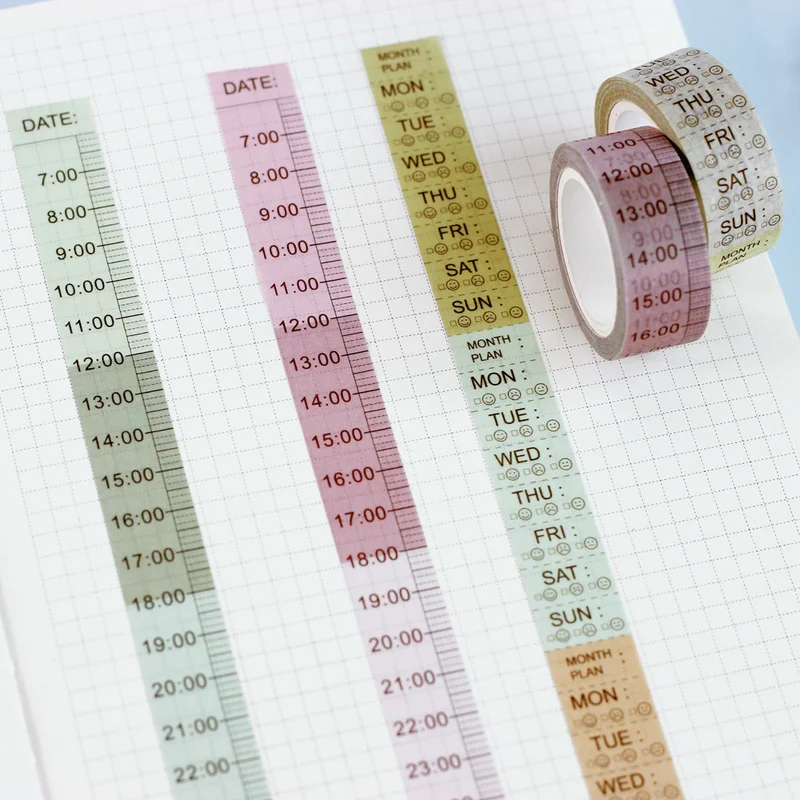 

Timeline Weekly Plan Washi Tape Planner Diary Notebook and Paper Tape Decorative Adhesive Dividing Line Plan Stickers DIY