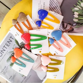 

2Pcs/set Fantasy Fashion Colorful Heart Women Hair Clip Sequins Side Clip Hairpin Girls Hair Accessories Dropshipping