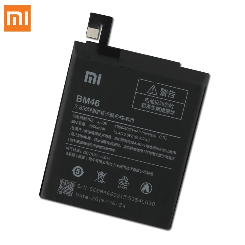 Оригинальная сменная батарея BM46 для Xiaomi Redmi Note 3 Pro Hongmi Note3 Redrice Note 3, настоящая батарея для телефона 4050 мАч