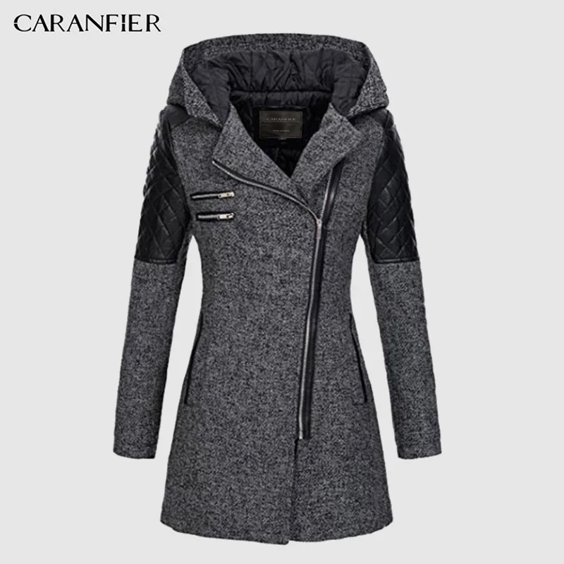 CARANFIER, Женская куртка, женская теплая тонкая куртка, толстая парка, пальто, зимняя верхняя одежда, с капюшоном, на молнии, пальто, Женский пуховик