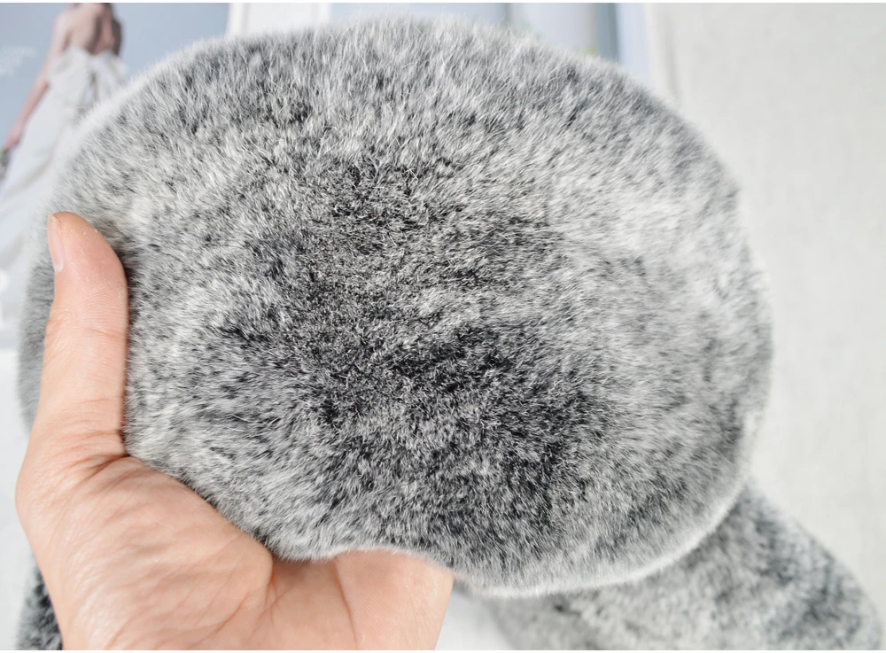 Casquette,Chapeau d'hiver en vraie fourrure de lapin Rex pour hommes