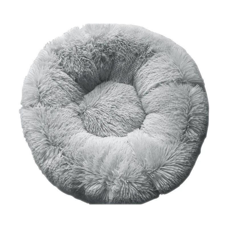 1 шт. круглая кровать для собаки кошки зимний теплый спальный лежак коврик для щенка питомника кровать для питомца машинная стирка 3D PP хлопковый наполнитель - Цвет: light gray