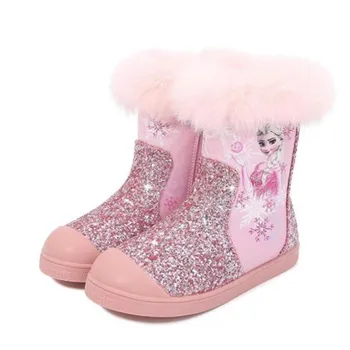 

New Girls sequin Botas Kids Frozen Boots Kids Princess Elsa Snow Boots Children Winter Footwear School Party