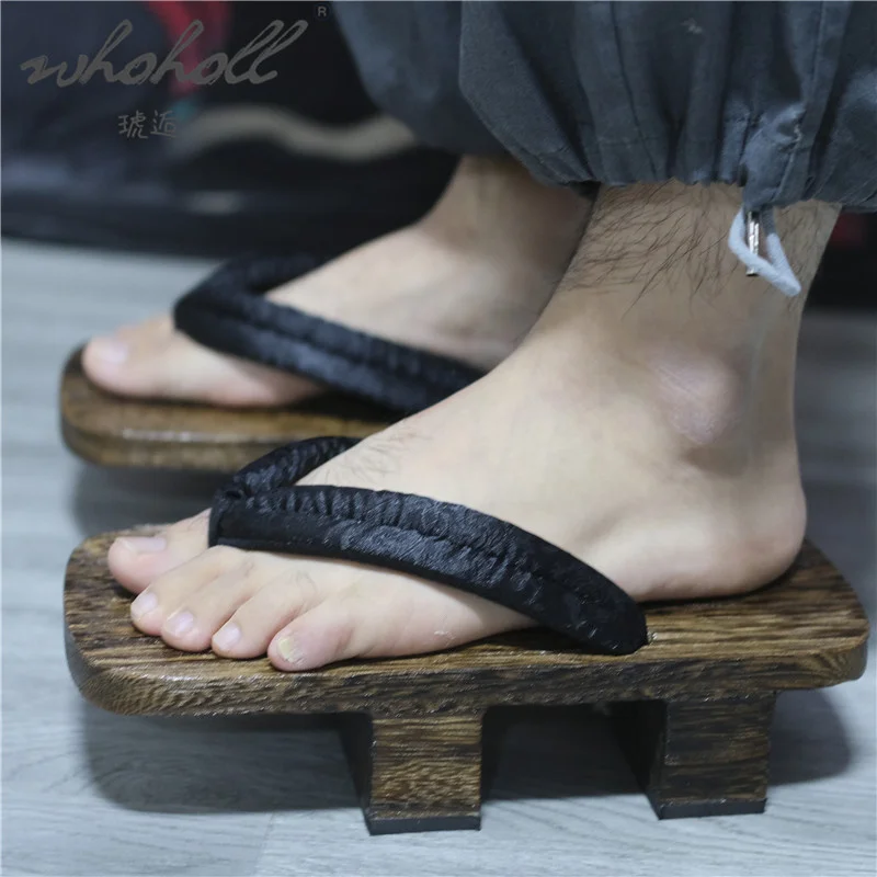 Zapatillas verano para hombre y mujer, sandalias japonesas de madera Geta, zapatos de Cosplay chanclas de plataforma de fondo grueso _ AliExpress Mobile