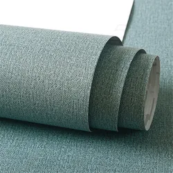 Linen PVCwallpaper For Cabinets Home Decor Self Adhesive Wallpaper Bedroom  Living Room Solid Colour Waterproof Contact Paper