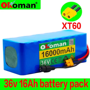 

36V 10S4P 16Ah 500W high capacity 42V 18650 lithium battery pack 16000mAh electric bicycle scooter with BMS XT60 Plug