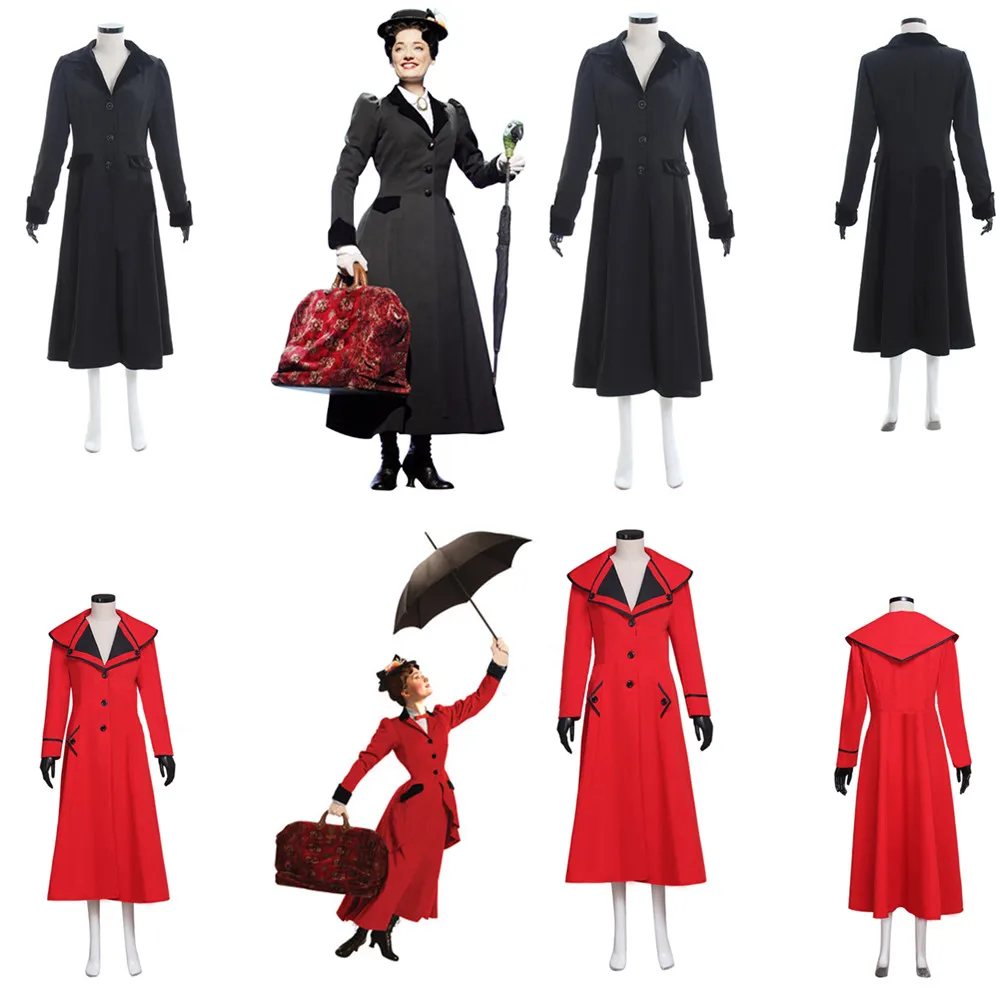 

Halloween Mary Poppins Windbreaker Christmas Fashion female red jacket Movie Mary Poppins Returns Mary Poppins Cosplay Costumes