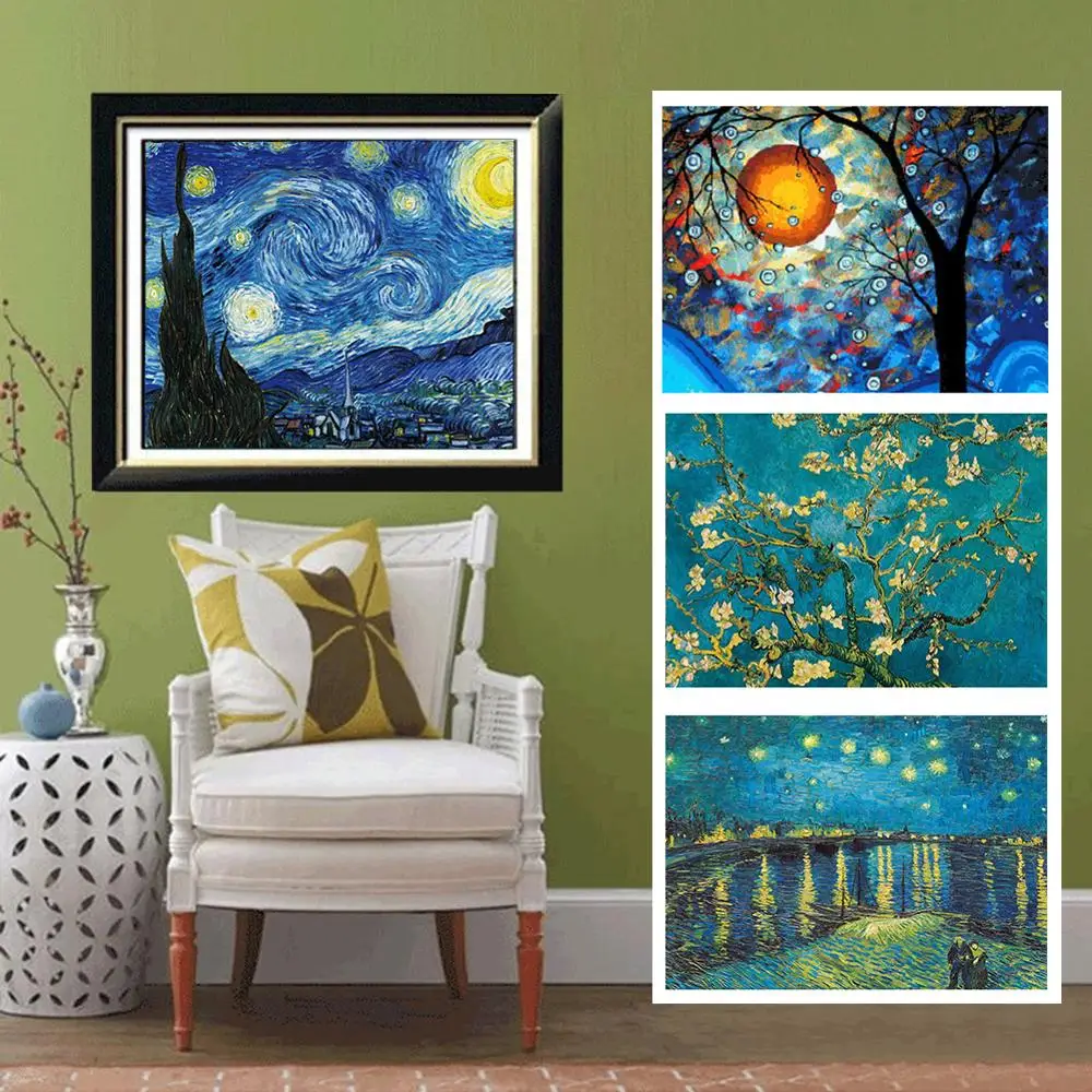 DIY 5D Full Drill Diamond Painting Kits Van Gogh Starry Night Embroidery Number Home Decoration | Дом и сад