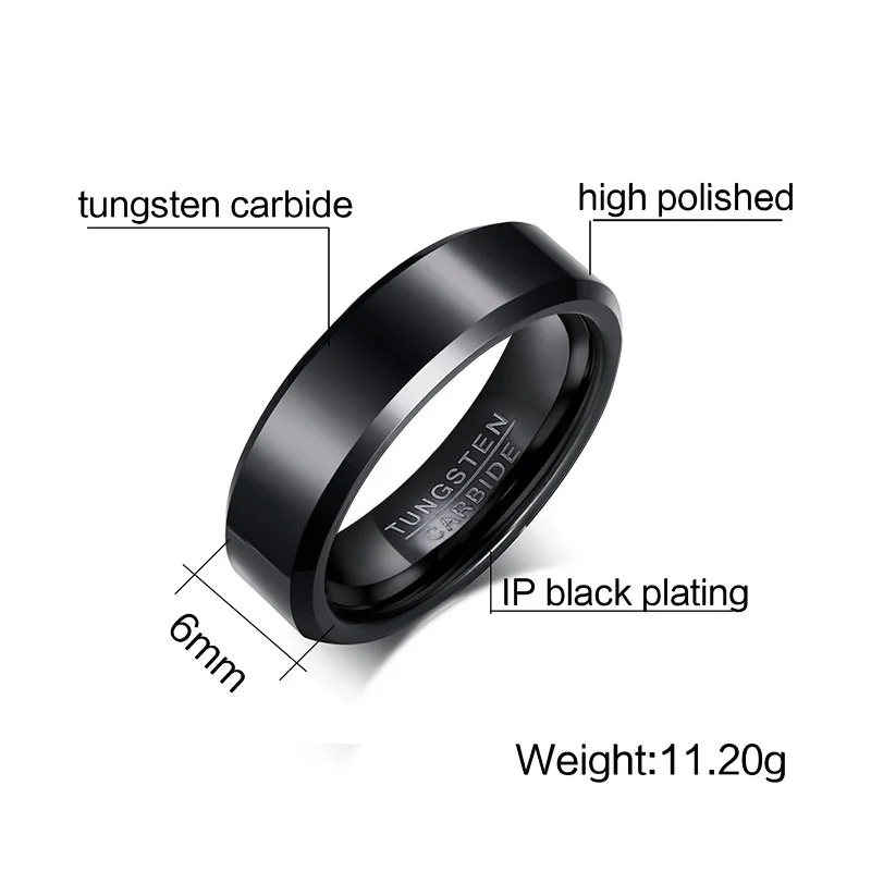 Anillo "Core" de Carburo de Tungsteno Puro 6mm | Dalesha Masculino - Imagen 5