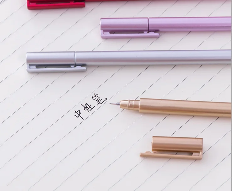 100pcs/Lot Gel Pen Wholesale Creative Metal Feel Neutral Pen 0.5mm Sarbon Black Student Office Writing Supplies GP779