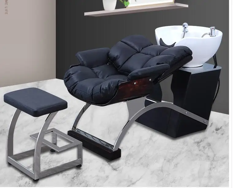 Simple luxury salon shampoo bed stainless steel comfortable bed flushing barber shop half lying shampoo