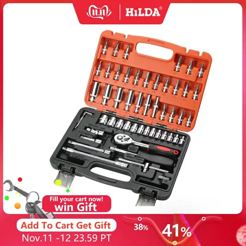£18.48 Hilda 53 Pcs Car Repair Tool Sets Combination Tool Wrench