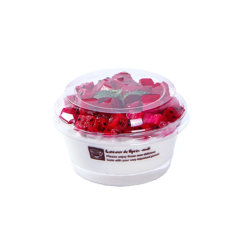 50pcs High quality round dessert cup 150ml transparent baking package cream cake fruit salad pudding jelly plastic cup with lids