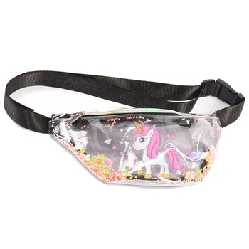 

Unicorn Transparent Quicksand Waist Bag Girls Lovely Cartoon Printed Waist Bag Funny Quicksand Belt Bag Festival Holiday Trip