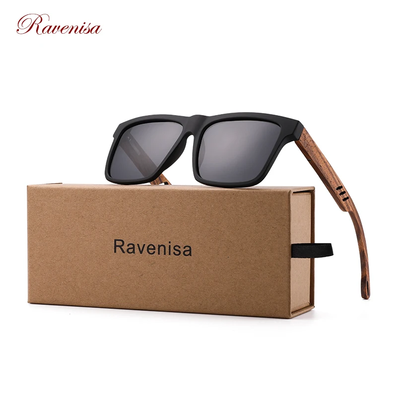 

RAVENISA Handmade Wooden Sunglasses Male Women Polarized Eyewear Driving Wood Sun Glasses UV400 Protection