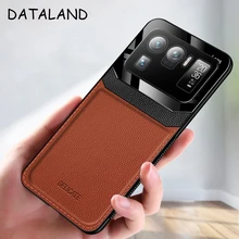 Para xiaomi mi 11 uitra caso capa de silicone luxo moldura de vidro duro couro volta capa para xiaomi mi 11 uitra 11 uitra telefone coque