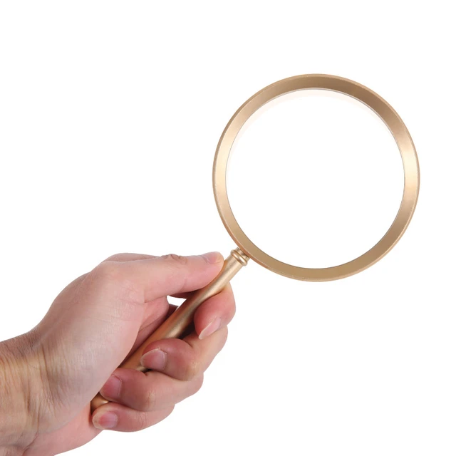 Handheld 10x Magnifying Glass Reading High Definition Illuminated Magnifier, Gold