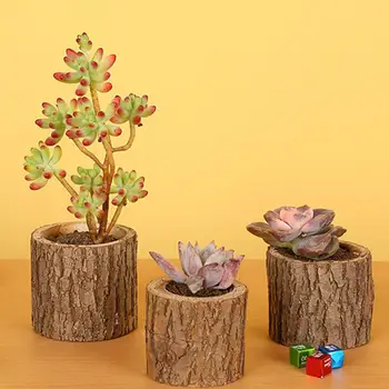 

Rustic Wooden Flower Pots Succulent Flowers Pot Plants Holder Container Home Decoration