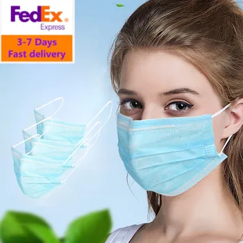 

Fedex Disposable Non-woven 3-layer Filter Anti-dust Anti-fog Earloop Mouth Nose Proof Mask Shipping 100/200/500/1000/2000 Pcs