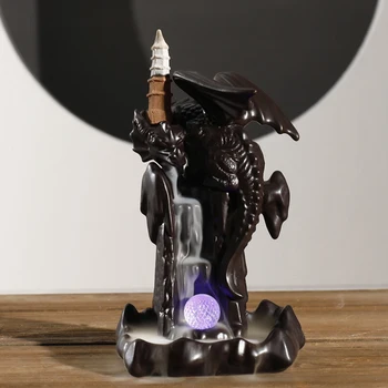 

Ceramic Dragons Backflow Incense Burner Censer Home Decor Incense Holder Religious Censer WWO66