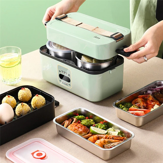 2L Smart Electric Lunch Box Heating Lunch Box Portable Steam Cook Pot  Constant Temperature Heating Food Heater Office 220V