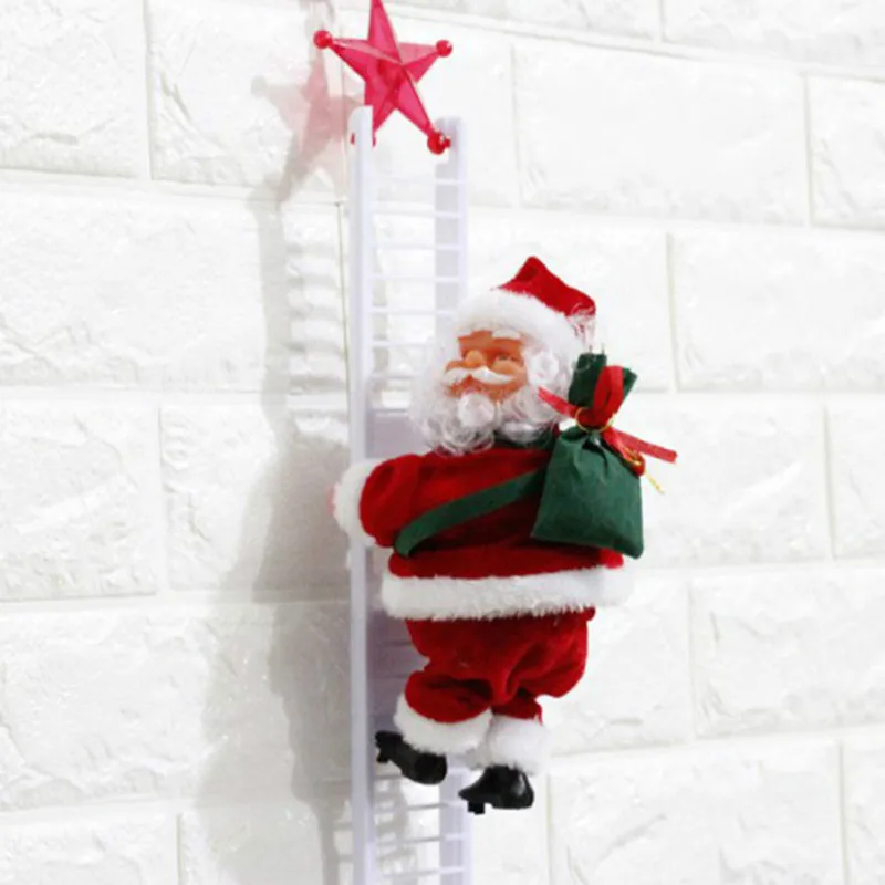 Рождественская Милая электрическая подвесная лестница Санта-Клауса, украшения для рождественской елки, веселые Новогодние Детские вечерние подарки на Рождество - Цвет: B