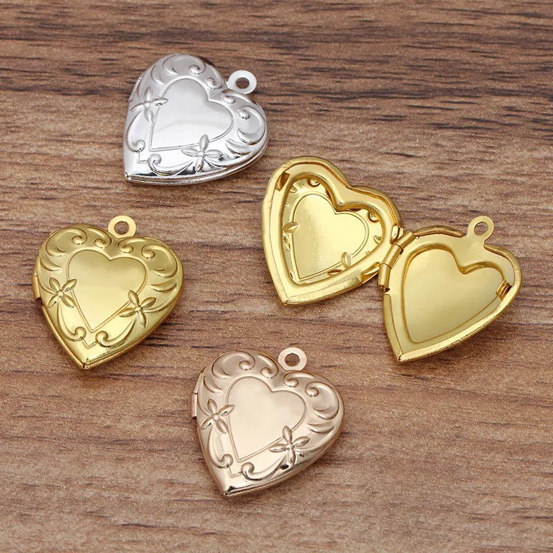 20 Pcs/lot 20mm Metal Brass Locket Pendant Can Open Heart Locket