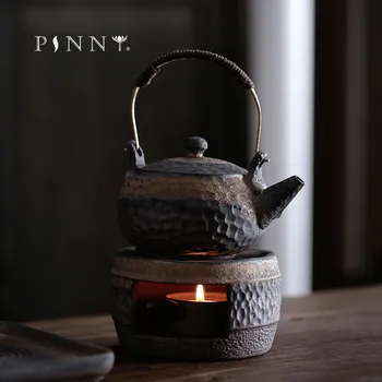 

PINNY Retro Hammer Pattern Tea Set Ceramic Heating Tea Warmer Kung Fu Tea Service Japanese Heating Teapot Base