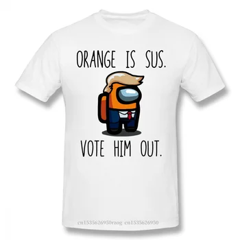 

Among US Online Multiplayer Social Deduction Game 2020 New Arrival T-Shirt Orange Is Him Trump Crewneck Cotton for Men