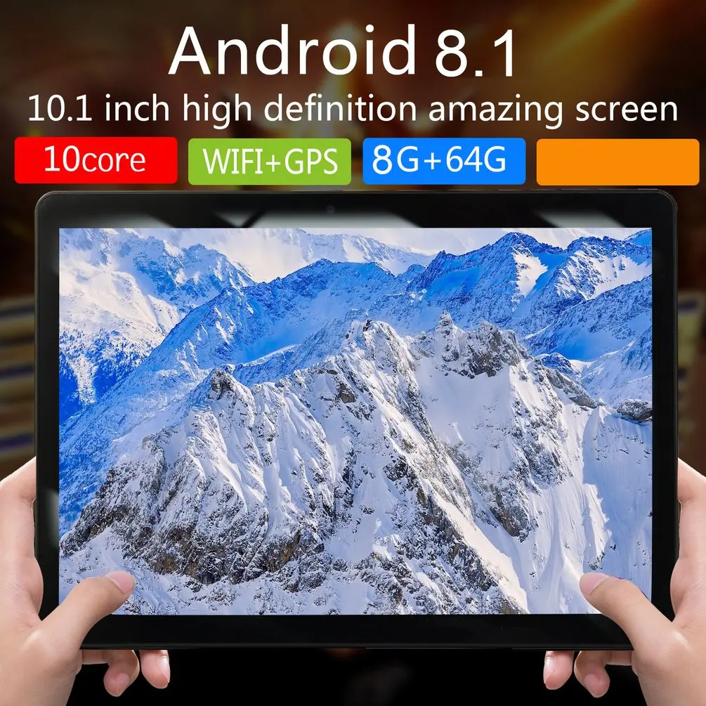 KT107 планшет с круглым отверстием 10,1 дюймов HD большой экран Android 8,10 версия модный портативный планшет 8G+ 64G черный планшет с европейской вилкой