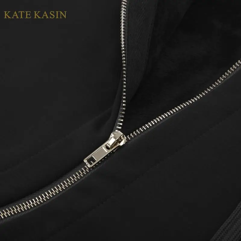 Kate Kasin/ осенне-зимняя флисовая куртка с капюшоном для женщин, длинный рукав, матовый, с капюшоном, женский жакет в стиле кэжуал, на молнии, с капюшоном, верхняя одежда