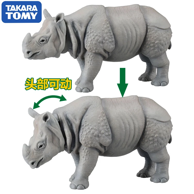S01 Takara Tomy ANIA Animal Advanture AS 18 дикие индийские носороги 8 см ABS фигурки Детские
