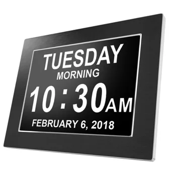 

1 Piece EU plug 8 Inches Digital Wall Calendar Day Week Year Display LED Clock Big Screen 8 Languages Wall Clocks