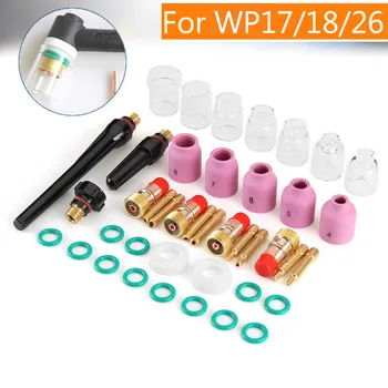 

41Pcs/set TIG Welding Torch Nozzle Ring Cover Gas Lens Glass Cup Kit For WP17/18/26 Welding Accessories Tool Kit Set