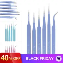 6 шт./лот Набор прецизионных электронных пинцетов 116 мм-133 мм антистатические из нержавеющей стали набор антистатических пинцетов для рукоделия ювелирной лаборатории