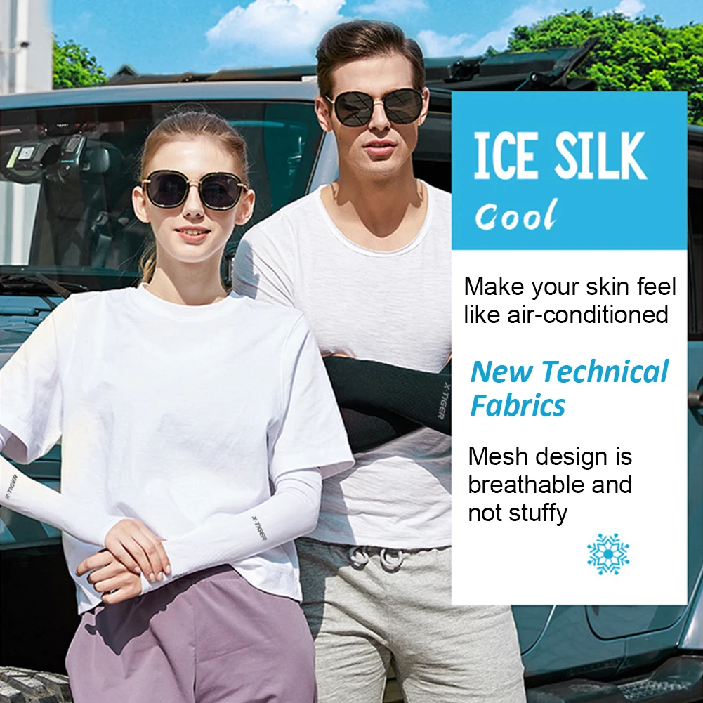 Ice Silk Cooling Cycling Arm Sleeves Breathable Unisex Fabric Sun/UV Protection Arms Cover for Outdoor Sports Running Cuffs | Спорт и