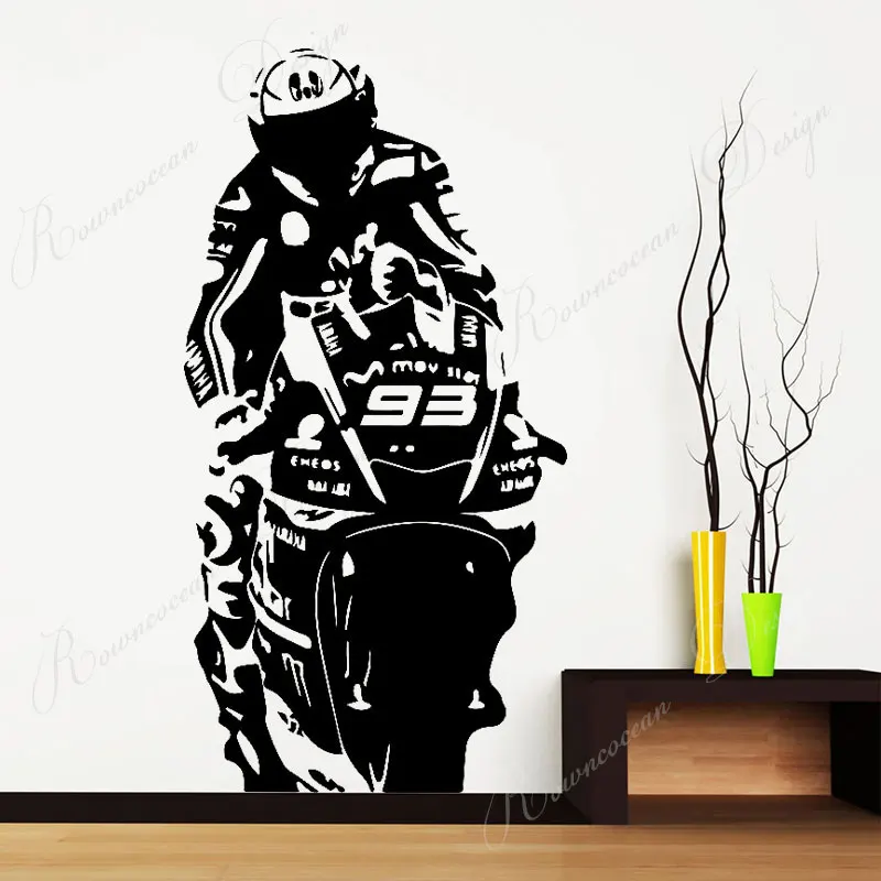 

Motorcycle Racing Rider Custom No. Knight Wall Sticker Vinyl Home Decor Room Teen Bedroom Garage Decals Removable Wallpaper 4191