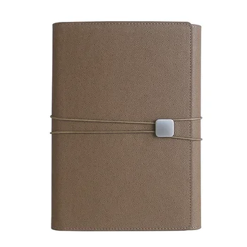 

A5 90 Pages School Stationery With Card Slot Three-fold Coil Binding Phone Pocket Notebook Calendar Organizer PU Leather Thicken