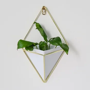 

Geometric Vase Wall Decor Succulents Plant Pots Acrylic flower Pot + Iron Plant Holders Set Indoor Hanging Planter WY5