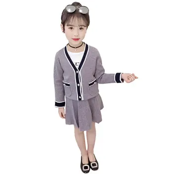 

Korean Stylish Kids Girls Christmas Clothes Set Baby Girl Fleece Cardigan + Skirt Two Pieces Clothes Set Autumn Suits for Girl