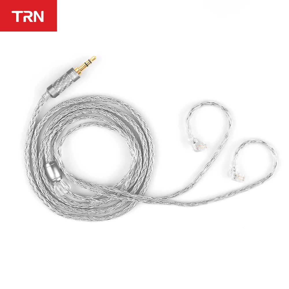 

TRN T2S 16 Core Silver Cable Plated 3.5MM Plug For QDC 2pin/mmcx Connector For TRN VX BA8 V90S Hifi Upgrade C Cable