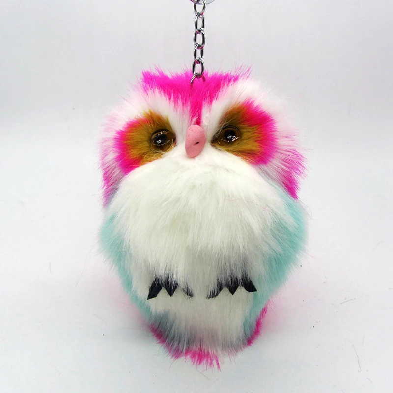 

15x8cm Cute Pompom Fluffy Owl Keychain Rabbit Fur Key Chains Handbag Key Ring Accessories Jewelry For Women Girls