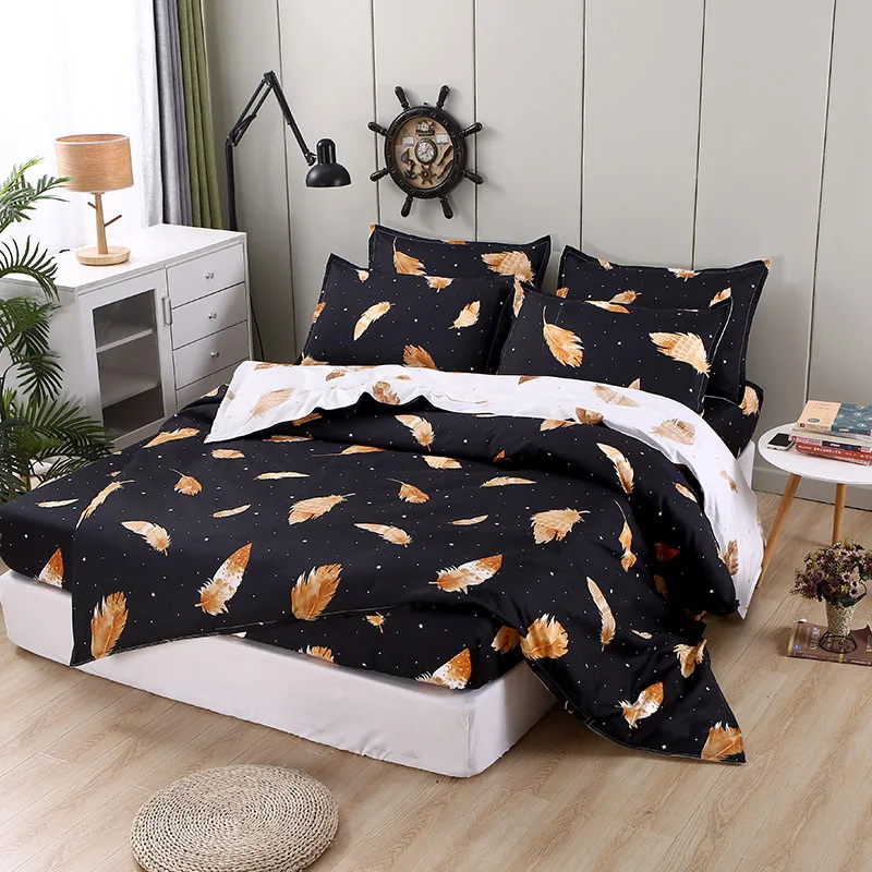 

Fitted Sheet Bedding Set Geometric Print Polyester Nordic Fashion Home Textile Single Queen King Size 4pcs Bedding Sets