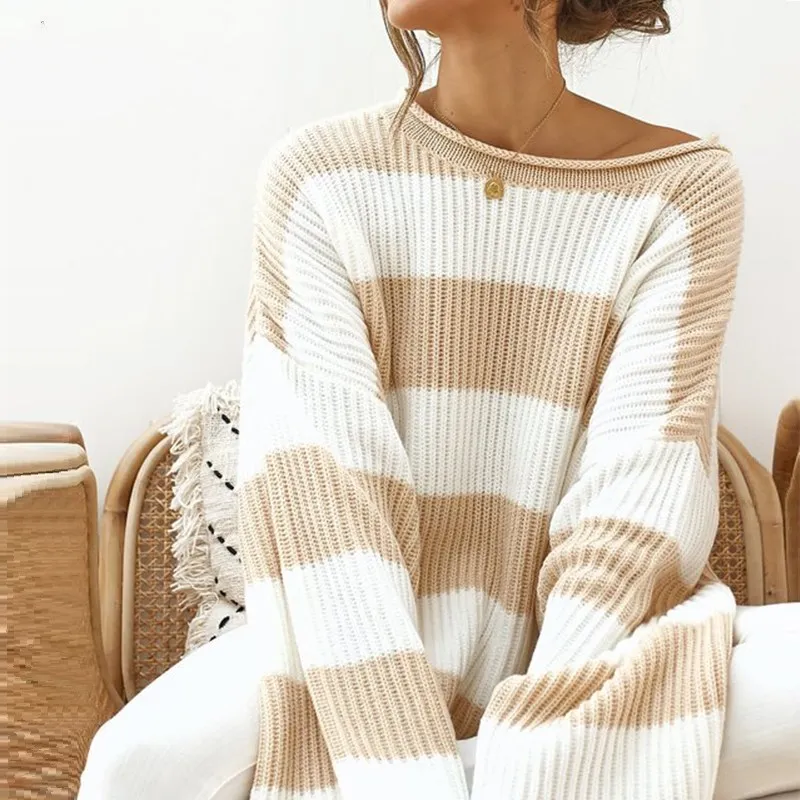 DICLOUD-Casual-Oversized-Striped-Sweater-Women-Winter-2019-O-Neck-Batwing-Sleeve-Loose-Pullover-Knitted-Ladies