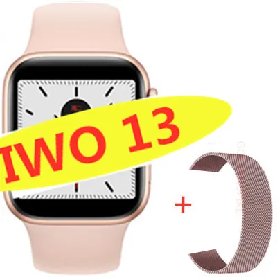 Умные часы IWO 13 1:1 series 5 44 мм PK IWO 10 11 12 для apple iPhone 11 max IOS Android phone smartwatch человек ip68 водонепроницаемый - Цвет: add Steel strap