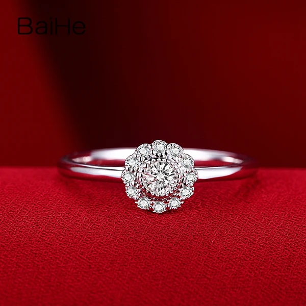 0.18ct SI/H натуральные бриллианты Твердые 18 к белое золото обручальное свадебное женское кольцо ювелирные украшения