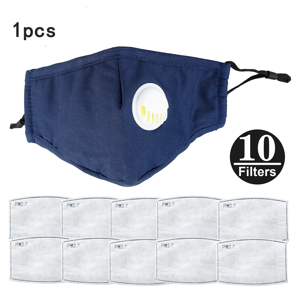 

PM2.5 Anti Dust Mouth Masks Respirator Activated Carbon Filter Windproof Face Masks with Breathing Valve