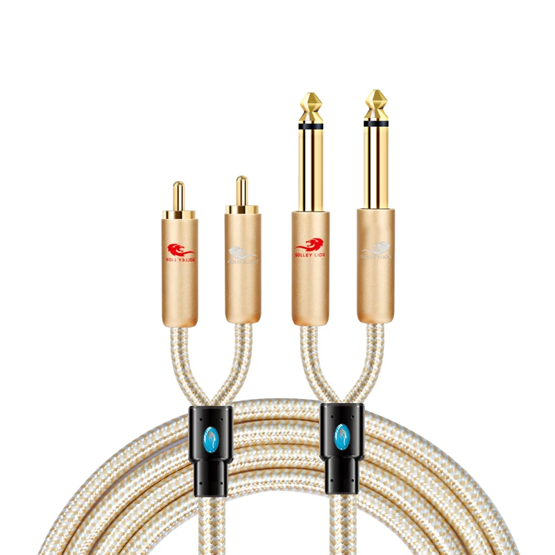 Hi-Fi Двойной RCA Мужской удвоить 6 35 мм (1/4 inch TS) мужской аудио кабель для усилителя